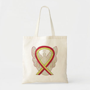 Red and Yellow Awareness Ribbon Custom Tote Bag