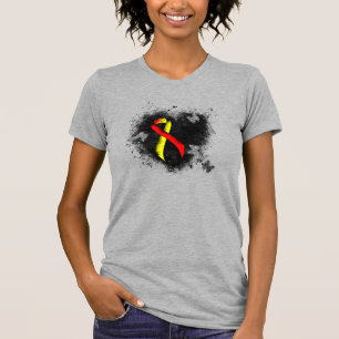 Red and Yellow Awareness Ribbon Grunge Heart T-Shirt