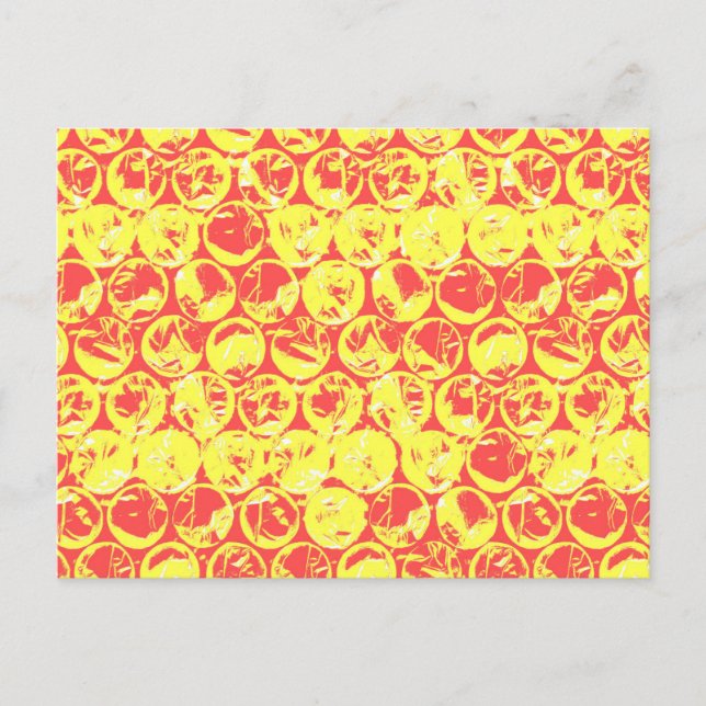 Red and yellow bubble wrap pop art postcard (Front)