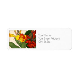 Red and Yellow Canna Flowers Return Address Label
