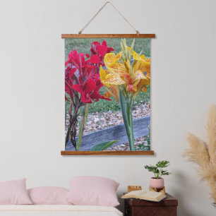 Red and Yellow Canna Lilies Floral Hanging Tapestry