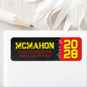 Red and Yellow Chalkboard Graduation Address Return Address Label