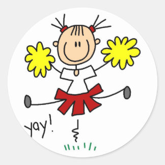 Red and Yellow Cheerleader T-shirts and GIfts Classic Round Sticker