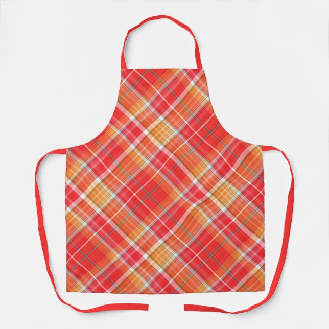 Red and Yellow Cheery Plaid Apron (Front)