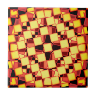 Red and yellow chequered pattern ceramic tile