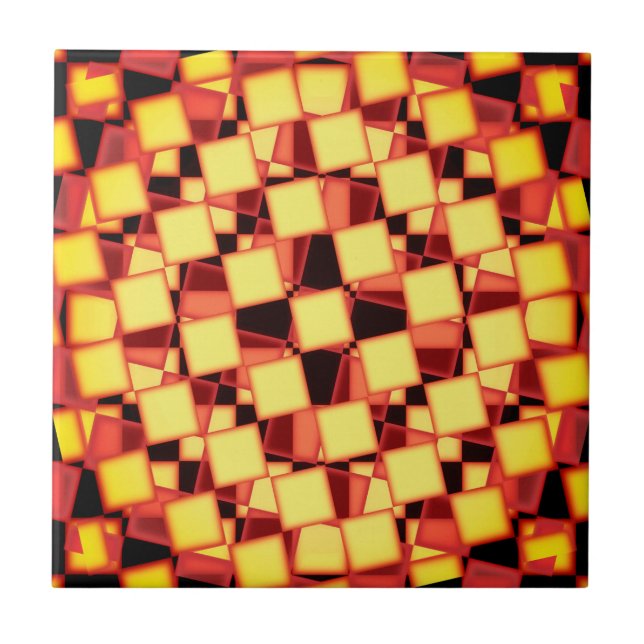 Red and yellow chequered pattern ceramic tile (Front)