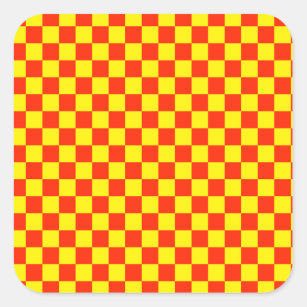 Red and Yellow Chequered Vintage Square Sticker