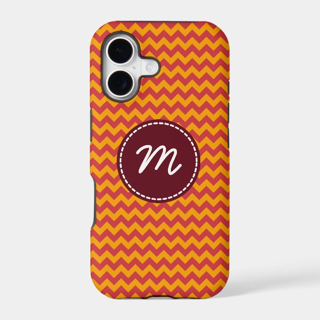 Red and Yellow Chevron Pattern Custom Monogram (Back)