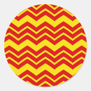 Red and Yellow Chevron Pattern Design Classic Round Sticker