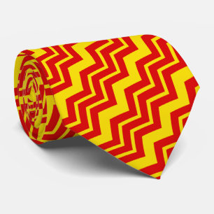 Red and Yellow Chevron Pattern Design Tie