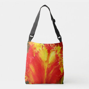 Red And Yellow Close-up Curly Tulip Crossbody Bag