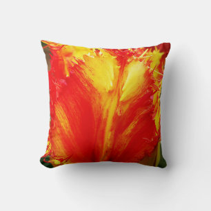 Red And Yellow Close-up Curly Tulip Cushion
