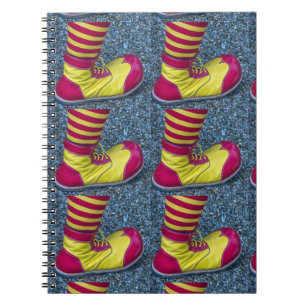 Red and yellow clown shoe notebook