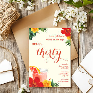 Red and Yellow Cocktail Birthday Party Invitation