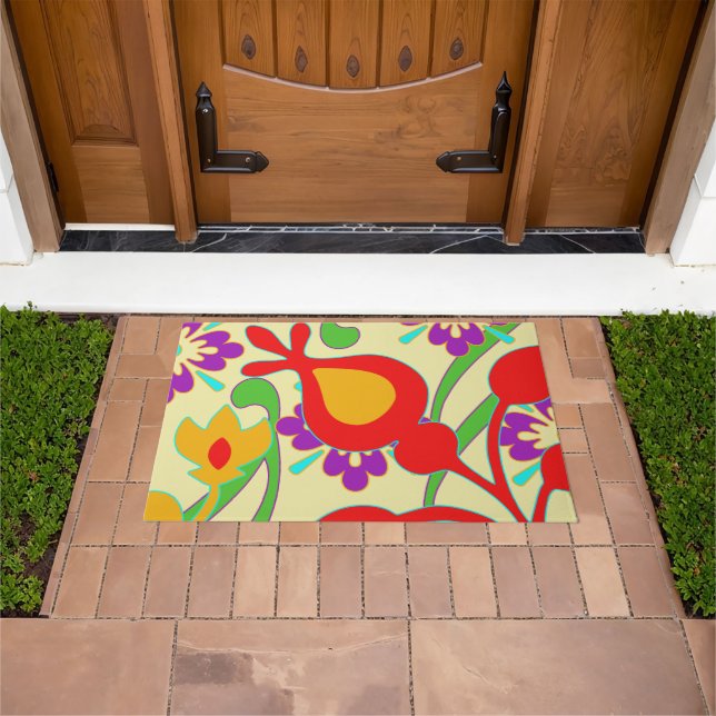 Red And Yellow Colourful Modern Abstract  Door Mat (Outdoor)