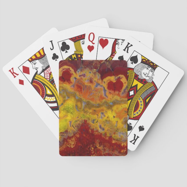 Red and yellow Crayloa Jasper Playing Cards (Back)