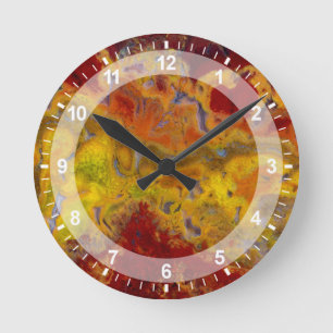 Red and yellow Crayloa Jasper Round Clock