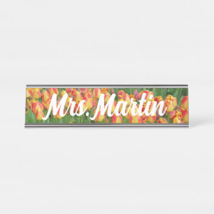 Red and Yellow Custom Tulip Name Plate
