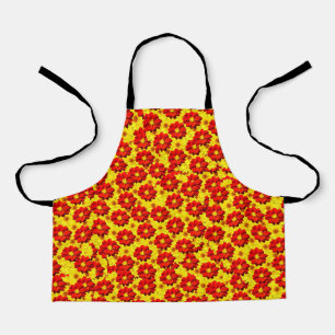 Red and yellow dahlia flowers apron