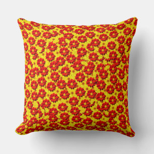 Red and yellow dahlia flowers cushion