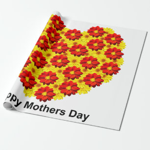 Red and yellow dahlia flowers Happy Mothers Day Wrapping Paper