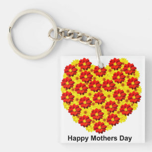 Red and yellow dahlia flowers Keychain
