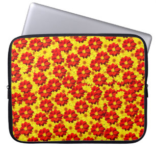 Red and yellow dahlia flowers  laptop sleeve