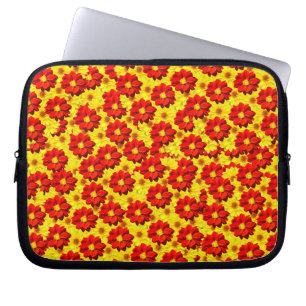 Red and yellow dahlia flowers laptop sleeve