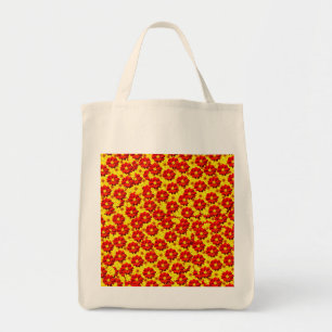 Red and yellow dahlia flowers tote bag