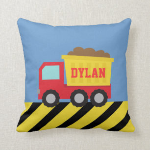 Red and Yellow Dump Truck, For Kids Cushion