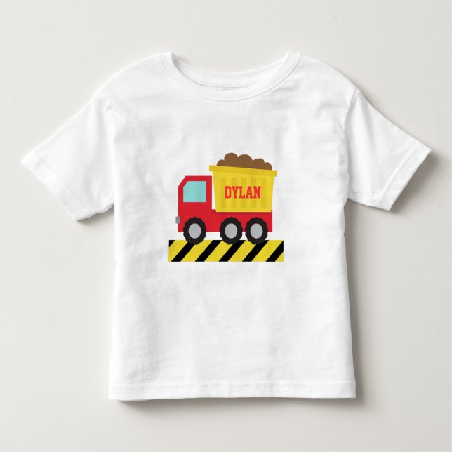 Red and Yellow Dump Truck, For Kids Toddler T-Shirt (Front)
