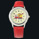 Red and Yellow Dump Truck Kids Watch<br><div class="desc">A cute red and yellow dump truck carrying the debris for the little builders! The little ones who love construction vehicles and toys are going to dig this design! Makes a wonderful birthday or Christmas present for children with its easy to read clock face. Personalise easily with boy's name.</div>