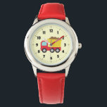 Red and Yellow Dump Truck Kids Watch<br><div class="desc">A cute red and yellow dump truck carrying the debris for the little builders! The little ones who love construction vehicles and toys are going to dig this design! Makes a wonderful birthday or Christmas present for children with its easy to read clock face. Personalise easily with boy's name.</div>