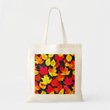 Red and Yellow Fall Leaves Canvas Tote