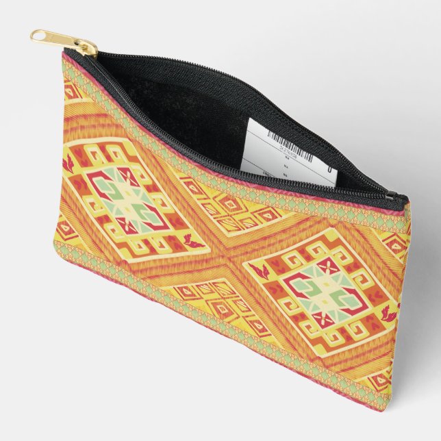 Red and Yellow Feathers Accessory Pouch (Open)