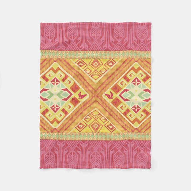 Red and Yellow Feathers  Fleece Blanket (Front)