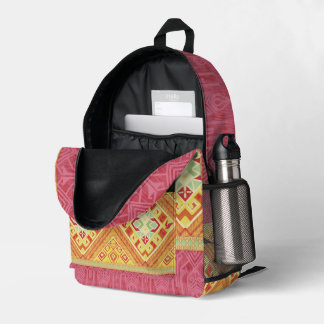 Red and Yellow Feathers  Printed Backpack