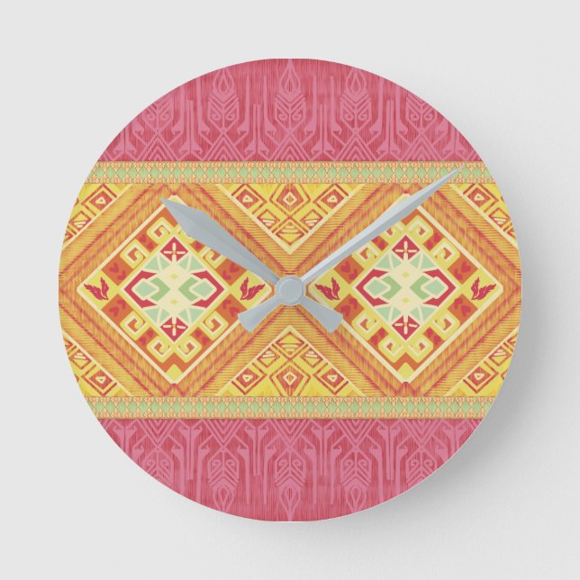 Red and yellow Feathers  Round Clock (Front)