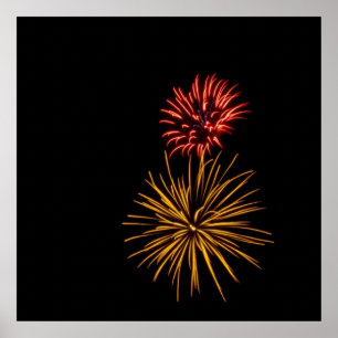 Red and Yellow Fireworks Poster