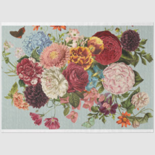 Red and yellow -floral-bouquet decoupage  tissue paper