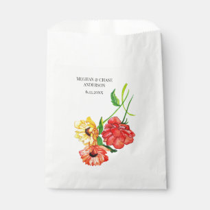 Red and Yellow Floral Bouquet Favour Bag