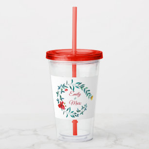 Red And Yellow Flower Acrylic Tumbler