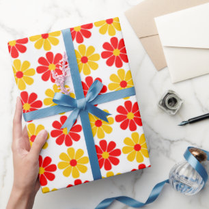 Red and Yellow Flower Wrapping Paper