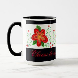 Red And Yellow Flowered Mug