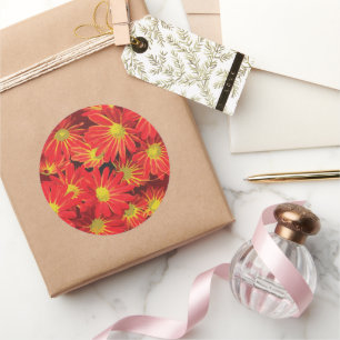 Red and Yellow Flowers 1 Classic Round Sticker