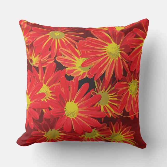 Red and Yellow Flowers 1 Cushion (Front)