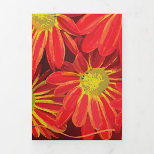Red and Yellow Flowers 1 Tri-Fold Holiday Card