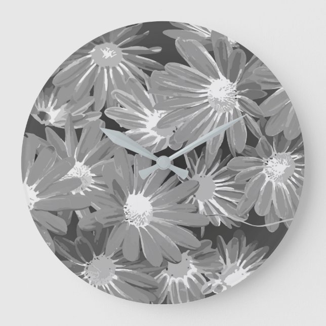 Red and Yellow Flowers 2 Large Clock (Front)