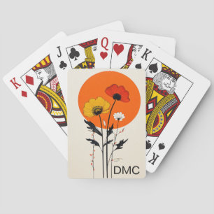Red and Yellow Flowers with Sun Playing Cards