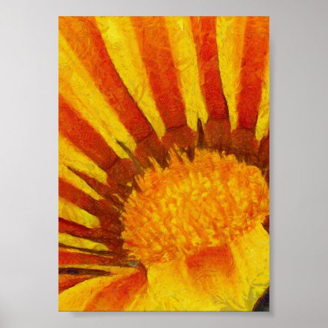 Red and Yellow Gazania Acrylic Painting Poster (Front)